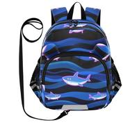 SyXIOP Cute Ears Cute Kid Sac à dos Laisse Cool Filles Anti-perte Mini Bookbag avec bande réfléchissante Dessin animé Animal Requin Vague Bleu, Dessin animé mignon animal requin vague bleu, S