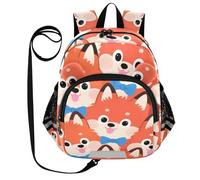 SyXIOP Cute Ears Cute Small Backpacks Leash Cool Girls Anti-Lost Mini Bookbag with Reflective Strip Cartoon Fox Orange, Adorable renard orange, M, Décontracté
