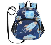 SyXIOP Cute Ears Sac à dos avec laisse pour garçons et filles Mini sac à dos anti-perte avec bande réfléchissante Motif planète bleue, Lovely Blue Rocketing Planet, M, Décontracté