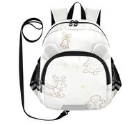 SyXIOP Cute Ears Sac à dos avec laisse pour petites filles Anti-perte Simple Moderne Sac à dos avec bande réfléchissante Arbre de Noël Bonhomme de neige Beige, Bonhomme de neige Merry Christmas Tree