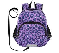 SyXIOP Cute Ears Sac à dos d'école avec laisse pour petites filles Sac à dos anti-perte avec bande réfléchissante Fausse paillettes Imprimé léopard Lavande, Faux paillettes imprimé léopard lavande, M