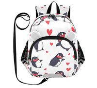 SyXIOP Cute Ears Sac à dos préscolaire avec laisse pour petites filles Sac à dos d'école primaire anti-perte avec bande réfléchissante Animal coquin pingouin Simple Line, Naughty Animal Pingouin