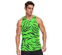 SyXIOP Débardeur athlétique sans manches pour homme avec texture de fourrure vert fluo, Texture fourrure de tigre vert fluo, M