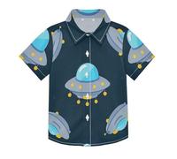 SyXIOP Dessin animé mignon bleu-gris vaisseau spatial hawaïen garçons boutonné chemises à manches courtes d'été mode urbaine bouton à manches courtes, Dessin animé mignon bleu gris vaisseau spatial, 4