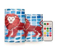 SyXIOP Figurine de lion rouge découpée en papier - Bougies LED scintillantes sans flamme - Éclairage électronique avec minuterie pour fête - Alimentation par piles