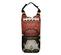 SyXIOP Game Day Porte-bouteille d'eau en forme de ballon de rugby à paillettes orange à paillettes pour randonnée, camping, voyage, accessoires pour adultes et enfants