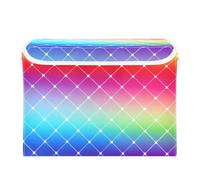 SyXIOP Grand bac de rangement pliable à motif à carreaux colorés de 40 L avec poignées - Organiseur robuste avec couvercle - Pour chambre à coucher, placard, salon - 42 x 32 x 30 cm