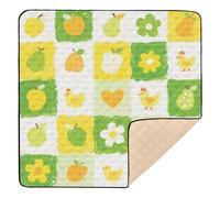 SyXIOP Grand tapis de gymnastique antidérapant pour bébé et enfant - Motif à carreaux - Jaune-vert - 127 x 127 cm