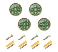 SyXIOP Green Cross Lot de 4 boutons d'armoire ronds bohèmes dorés 32 mm pour vestibule