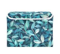 SyXIOP Green Leaves - Bacs de rangement empilables pliables de 40 L avec poignées - Conteneurs robustes pour vêtements de Noël pour placard et buanderie - 42 x 32 x 30 cm