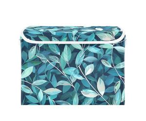 SyXIOP Green Leaves - Bacs de rangement empilables pliables de 40 L avec poignées - Conteneurs robustes pour vêtements de Noël pour placard et buanderie - 42 x 32 x 30 cm