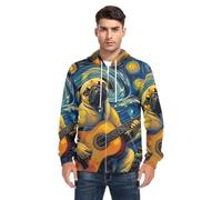 SyXIOP Guitar Pitbull Sweat à capuche doublé en peluche pour homme, Guitare pitbull, XL