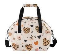 SyXIOP Happy Valentine Sac à déjeuner isotherme imperméable avec bandoulière amovible pour jeunes femmes Motif léopard Marron