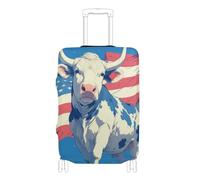 SyXIOP Housse de bagage élastique anti-rayures pour valises de 45,7 à 81,3 cm - Motif vache - Bleu, Cartoon Cow Blue 4th of July Independence Day, L 26-28 in, Classique