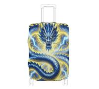 SyXIOP Housse de bagage élastique bleu mythique motif dragon chinois - Grande housse anti-rayures pour bagage de 45,7 à 81,3 cm, Dragon chinois bleu mythique, XL 29-32 in, Classique
