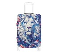 SyXIOP Housse de bagage élastique extra large anti-rayures motif lion de dessin animé 4 juillet, jour de l'indépendance pour bagages de 45,7 à 81,3 cm, Cartoon Lion 4th of July Independence Day, M 22