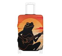 SyXIOP Housse de bagage en tissu élastique anti-rayures pour guitare Motif grenouille Coucher de soleil Pour bagage de 45,7 à 81,3 cm, Sunset Frog Guitare Fun, L 26-28 in, Classique