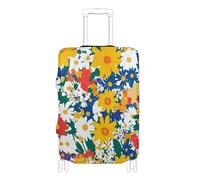 SyXIOP Housse de protection élastique colorée et belle marguerite résistante aux rayures pour valise de 45,7 à 81,3 cm, Fleurs colorées et belles marguerites, L 26-28 in, Classique