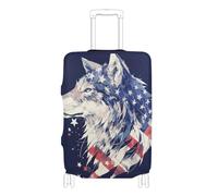 SyXIOP Housse de protection élastique extra large pour valises de 45,7 à 81,3 cm Motif loup amusant, Funny Animal Wolf 4th of July Independence Day, M 22-24 in, Classique