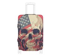 SyXIOP Housse de protection élastique lavable en forme de tête de mort en acier pour bagages de 45,7 à 81,3 cm, Skull Steel 4th of July Independence Day, XL 29-32 in, Classique