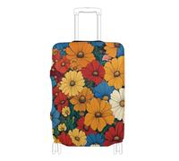 SyXIOP Housse de protection élastique pour bagage à main avec fleurs colorées et belles - Résistante aux rayures - Convient aux bagages de 45,7 à 81,3 cm, Fleurs colorées et belles, L 26-28 in