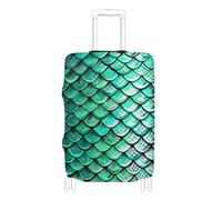 SyXIOP Housse de protection élastique pour bagages de 45,7 à 81,3 cm, texture écailles de poisson, vert sarcelle, Texture écailles de poisson vert sarcelle, L 26-28 in, Classique