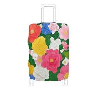 SyXIOP Housse de protection élastique pour bagages de voyage avec fleurs colorées et belles - Anti-rayures - Convient aux bagages de 45,7 à 81,3 cm, Fleurs colorées et belles, L 26-28 in, Classique