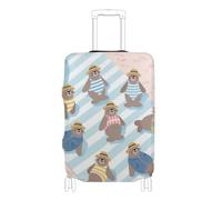 SyXIOP Housse de protection élastique résistante aux rayures pour bagages de 45,7 à 81,3 cm - Motif phoque mignon, Dessin animé mignon phoque vacances plage, L 26-28 in, Classique