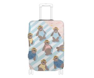 SyXIOP Housse de protection élastique résistante aux rayures pour bagages de 45,7 à 81,3 cm - Motif phoque mignon, Dessin animé mignon phoque vacances plage, L 26-28 in, Classique