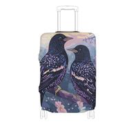 SyXIOP Housse de protection pour bagage à main élastique résistant aux rayures pour bagage de 45,7 à 81,3 cm Violet, Oiseaux d'étourneau européens mignons vio, S 18-20 in, Classique