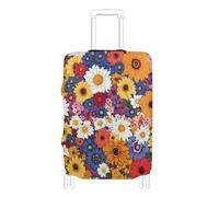 SyXIOP Housse élastique colorée et belle pour bagages de voyage anti-rayures pour valises de 45,7 à 81,3 cm, Fleurs colorées et belles, L 26-28 in, Classique