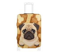 SyXIOP Housse élastique en forme de carlin en biscuit pour valise, accessoires de voyage, convient aux bagages de 45,7 à 81,3 cm, Chien carlin mignon dans des biscuits en os, XL 29-32 in, Classique