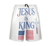 SyXIOP Jesus Is King Short de pyjama blanc pour homme avec drapeau de Noël pour fête de natation, Drapeau Jésus est roi blanc, L
