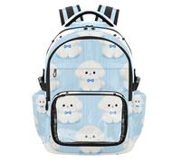SyXIOP Joli sac à dos blanc bichon frisé transparent pour l'école en PVC transparent décontracté avec compartiment pour ordinateur portable pour l'école, les voyages, l'entraînement, âge 7-18 ans