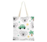 SyXIOP Joli sac fourre-tout en toile grise koala pour femme avec poignées et poches, sac de courses décontracté pour femme, sac de travail Bolsa de Lona