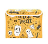 SyXIOP Jolis dessins Trick or Treat Butter Yellow - 40 L - Bacs de rangement pliables avec poignées - Organisateurs décoratifs et rangement de Noël pour la maison et le bureau - 42 x 32 x 30 cm