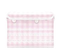 SyXIOP Lolita Bac de rangement pliable avec couvercles et poignées Motif dentelle à carreaux Violet pêche 40 l 42 x 32 x 30 cm