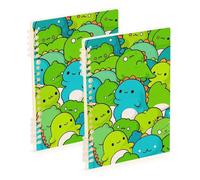 SyXIOP Lot de 2 cahiers à spirale de format A5 - Motif dinosaure mignon - 21,1 x 14,5 cm - Robustes - 60 feuilles pour planificateur et affaires