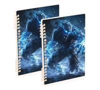 SyXIOP Lot de 2 cahiers à spirales à spirale de format A5 - Motif dinosaure bleu - 21,1 x 14,5 cm - Résistant à l'usure - 60 feuilles pour planificateur et affaires