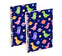 SyXIOP Lot de 2 cahiers à spirales de format A5 - Motif dinosaure - Orange - 21,1 x 14,5 cm - Reliure à spirales - 60 feuilles pour les voyages et l'écriture