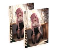 SyXIOP Lot de 2 cahiers à spirales de format A5 Sexy Girl Anime 21,1 x 14,5 cm, reliure à spirale, carnet ligné à spirales, 60 feuilles pour l'école et le bureau