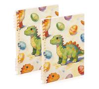 SyXIOP Lot de 2 cahiers à spirales format A5 - Motif dinosaure mignon - 21,1 x 14,5 cm - Résistant à l'usure - 60 feuilles pour l'école et le bureau