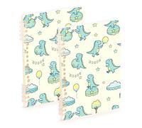 SyXIOP Lot de 2 cahiers d'école à spirales à spirales de format A5 - Motif île dinosaure - 21,1 x 14,5 cm - 60 feuilles pour voyage et écriture