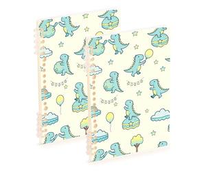 SyXIOP Lot de 2 cahiers d'école à spirales à spirales de format A5 - Motif île dinosaure - 21,1 x 14,5 cm - 60 feuilles pour voyage et écriture