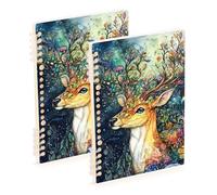 SyXIOP Lot de 2 cahiers d'école à spirales lignés format A5, 21,1 x 14,5 cm, couverture rigide, 60 feuilles pour l'école et le bureau