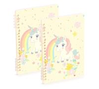 SyXIOP Lot de 2 cahiers lignés à spirales format A5 avec motif licornes de rêve pastel arc-en-ciel 21,1 x 14,5 cm