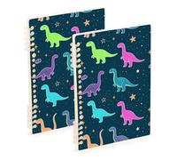 SyXIOP Lot de 2 grands cahiers à spirales lignés au format A5 - Motif dinosaure mignon - 21,1 x 14,5 cm - Résistant à l'usure - 60 feuilles pour planificateur et affaires