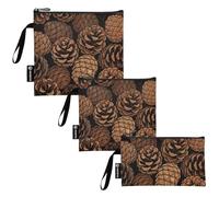 SyXIOP Lot de 3 sacs à sandwich et collations réutilisables avec pommes de pin mignonnes de dessin animé pour enfants, étudiants, adultes