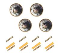 SyXIOP Lot de 4 boutons de porte d'armoire vintage mystérieux et beaux elfes de 32 mm pour bibliothèque
