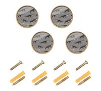 SyXIOP Lot de 4 poignées et boutons de commode gris en forme d'alligator et d'étoile des marais, 32 mm, pour vestibule